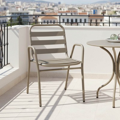 Πολυθρόνα Sussie pakoworld στοιβαζόμενη σαμπανιζέ μέταλλο με φέτες αλουμινίου 45x62x76εκ