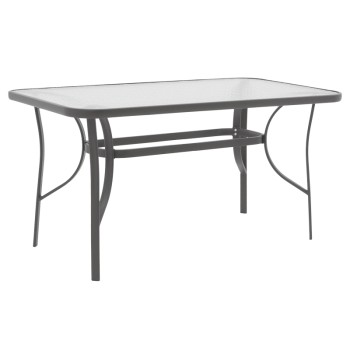 Τραπέζι Ensure pakoworld ανθρακί μέταλλο-tempered γυαλί 120x70x70εκ