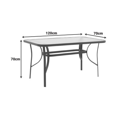 Τραπέζι Ensure pakoworld ανθρακί μέταλλο-tempered γυαλί 120x70x70εκ