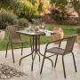 Tραπεζαρία Obbi-Watson pakoworld σετ 3τεμ καφέ μέταλλο-pe rattan 60x60x70εκ