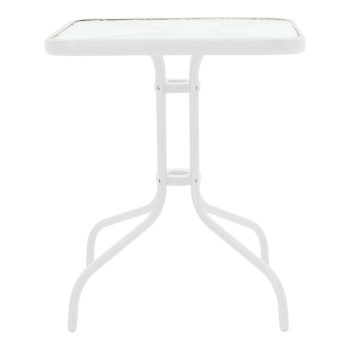 Τραπέζι Watson pakoworld μέταλλο λευκό- γυαλί 70x70x70εκ