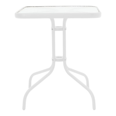 Τραπέζι Watson pakoworld μέταλλο λευκό- γυαλί 70x70x70εκ