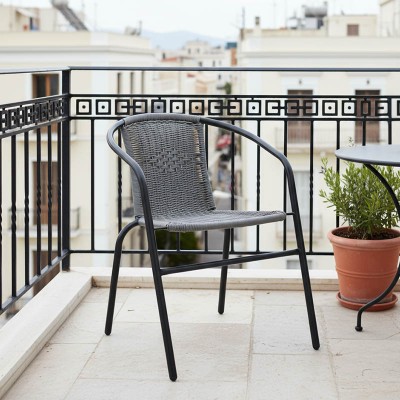 Πολυθρόνα Obbi pakoworld μαύρο μέταλλο-pe γκρι 53x59x72εκ