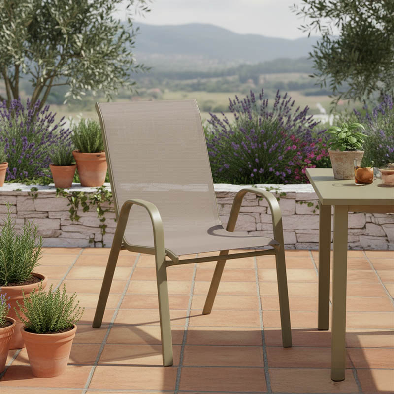 Πολυθρόνα Calan pakoworld μέταλλο σε σαμπανιζέ απόχρωση 54x74x91εκ