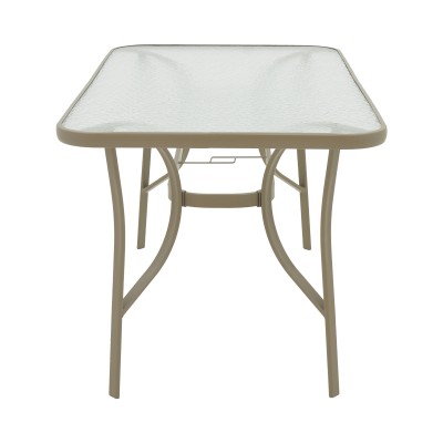 Τραπέζι Ensure pakoworld μέταλλο σαμπανιζέ-γυαλί 140x80x70εκ