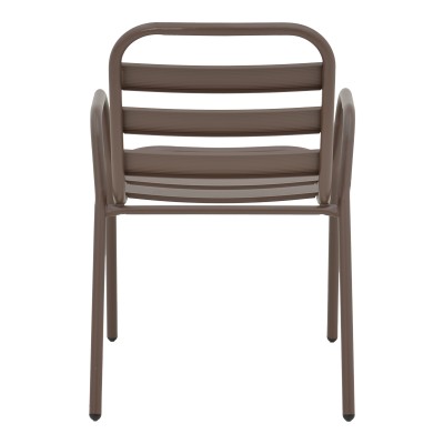 Πολυθρόνα Sussie pakoworld στοιβαζόμενη καφέ μέταλλο με φέτες αλουμινίου 45x62x76εκ