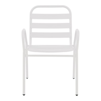 Πολυθρόνα Sussie pakoworld στοιβαζόμενη λευκό μέταλλο με φέτες αλουμινίου 45x62x76εκ