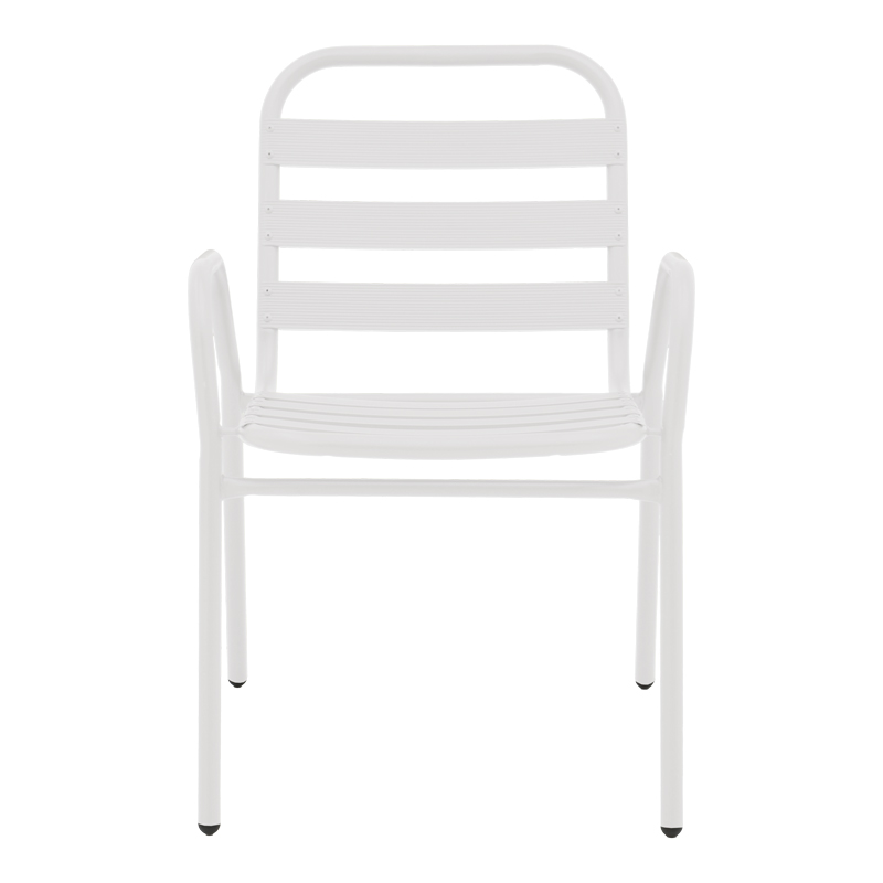 Πολυθρόνα Sussie pakoworld στοιβαζόμενη λευκό μέταλλο με φέτες αλουμινίου 45x62x76εκ