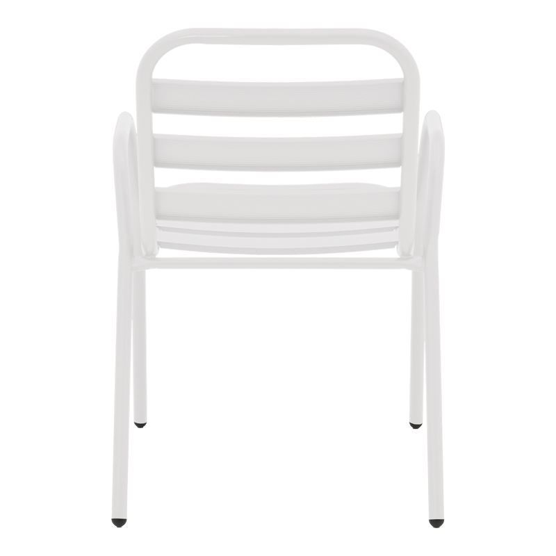 Πολυθρόνα Sussie pakoworld στοιβαζόμενη λευκό μέταλλο με φέτες αλουμινίου 45x62x76εκ