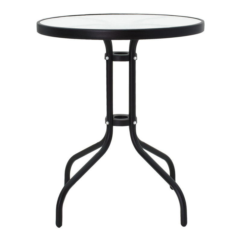 Τραπεζαρία Sussie- Watson pakoworld σετ 3τεμ μέταλλο μαύρο-γυαλί Φ60x70εκ