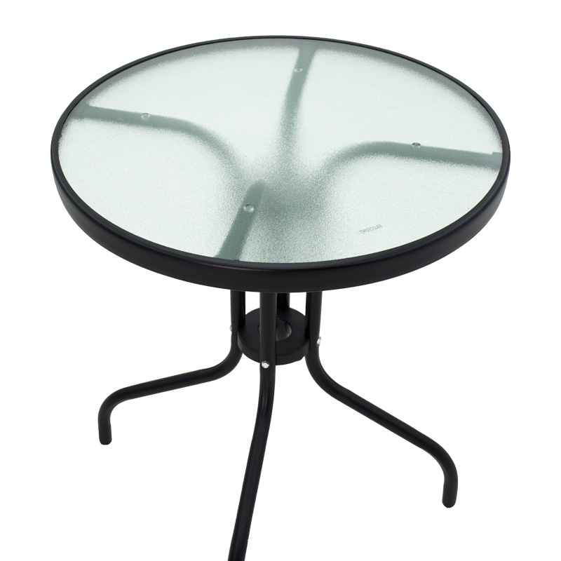 Τραπεζαρία Sussie- Watson pakoworld σετ 3τεμ μέταλλο μαύρο-γυαλί Φ60x70εκ