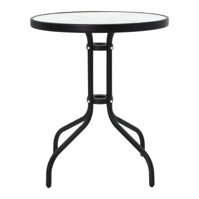 Τραπεζαρία Watson-Sussie pakoworld σετ 3τεμ μέταλλο μαύρο-γυαλί Φ60x70εκ