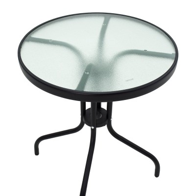 Τραπεζαρία Watson-Sussie pakoworld σετ 3τεμ μέταλλο μαύρο-γυαλί Φ60x70εκ