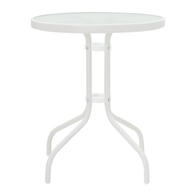 Τραπεζαρία Watson-Sussie pakoworld σετ 3τεμ μέταλλο λευκό-γυαλί Φ60x70εκ