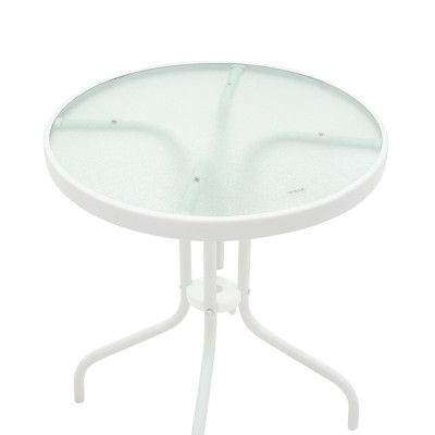 Τραπεζαρία Watson-Sussie pakoworld σετ 3τεμ μέταλλο λευκό-γυαλί Φ60x70εκ