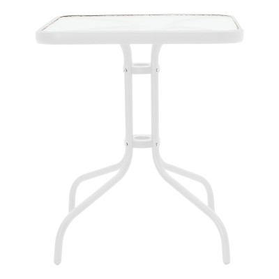 Τραπεζαρία Watson-Sussie pakoworld σετ 3τεμ μέταλλο λευκό- γυαλί 70x70x70εκ