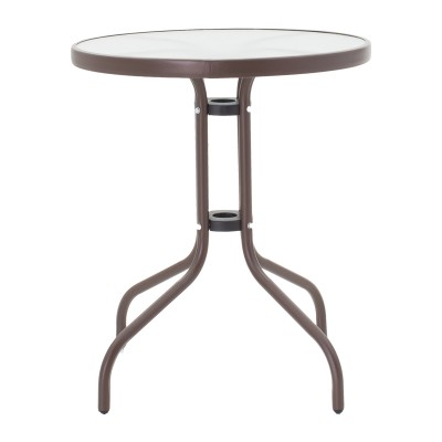 Τραπεζαρία Watson-Sussie pakoworld σετ 3τεμ μέταλλο καφέ-γυαλί Φ60x70εκ