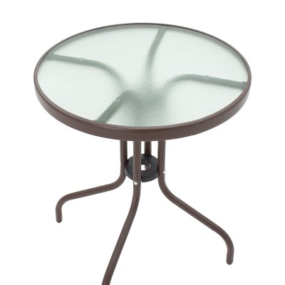 Τραπεζαρία Watson-Sussie pakoworld σετ 3τεμ μέταλλο καφέ-γυαλί Φ60x70εκ