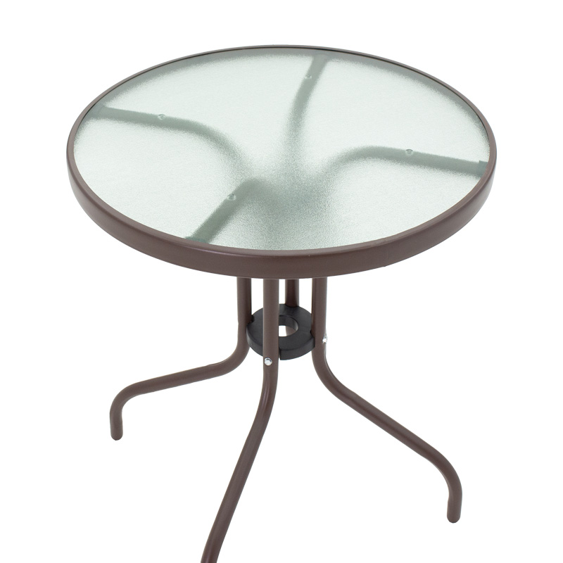 Τραπεζαρία Watson-Sussie pakoworld σετ 3τεμ μέταλλο καφέ-γυαλί Φ60x70εκ