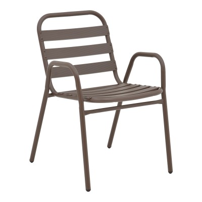 Τραπεζαρία Watson-Sussie pakoworld σετ 3τεμ μέταλλο καφέ-γυαλί 70x70x70εκ