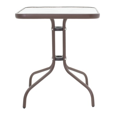 Τραπεζαρία Watson-Sussie pakoworld σετ 3τεμ μέταλλο καφέ-γυαλί 60x60x70εκ