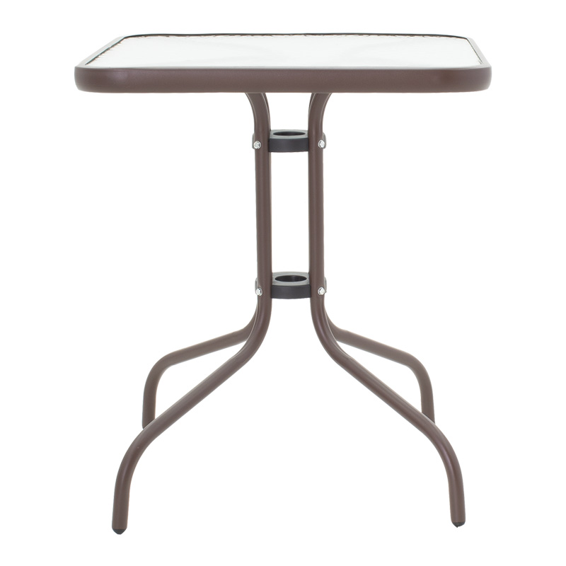 Τραπεζαρία Watson-Sussie pakoworld σετ 3τεμ μέταλλο καφέ-γυαλί 60x60x70εκ