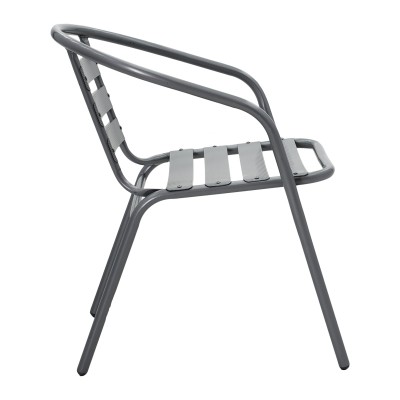 Tραπεζαρία Watson-Tade pakoworld σετ 3τεμ μέταλλο ανθρακί-γυαλί Φ60x70εκ