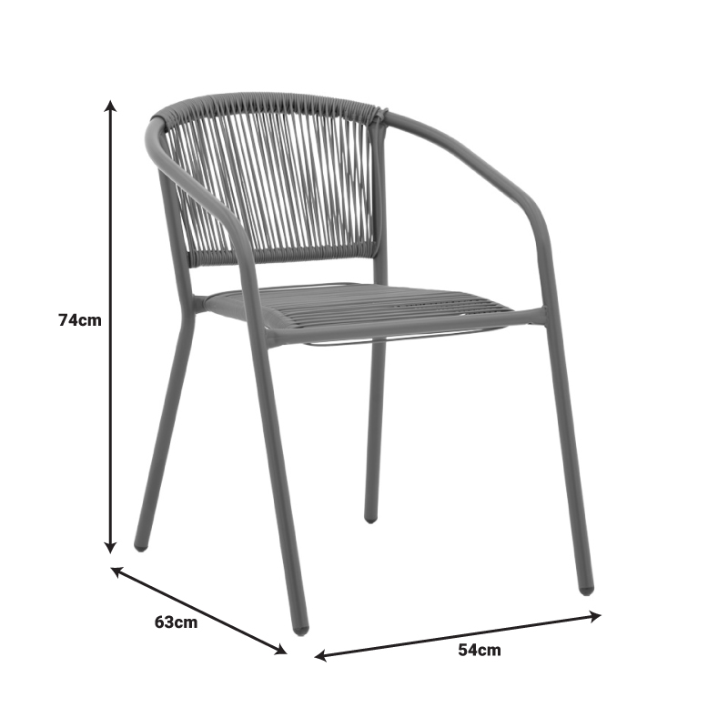 Τραπεζαρία Watson-Lindaria pakoworld 3τεμ μέταλλο ανθρακί-γυαλί 70x70x70εκ