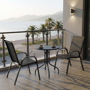 Τραπεζαρία Vergo-Calan pakoworld 3τεμ μαύρο μέταλλο Φ60x70εκ