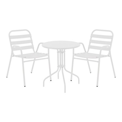 Τραπεζαρία Vergo-Sussie pakoworld σετ 3τεμ λευκό μέταλλο Φ60x70εκ