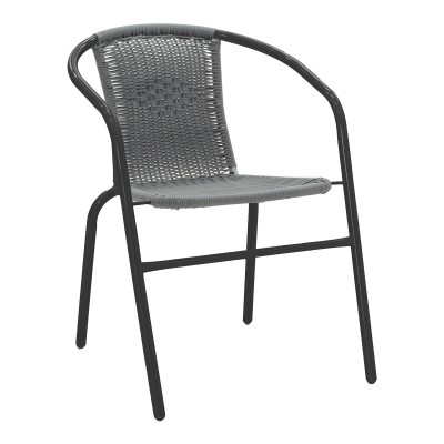 Τραπεζαρία Valor-Obbi pakoworld σετ 5τεμ μέταλλο μαύρο-γυαλί-pe γκρι 110x60x70εκ