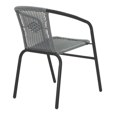 Τραπεζαρία Valor-Obbi pakoworld σετ 5τεμ μέταλλο μαύρο-γυαλί-pe γκρι 110x60x70εκ