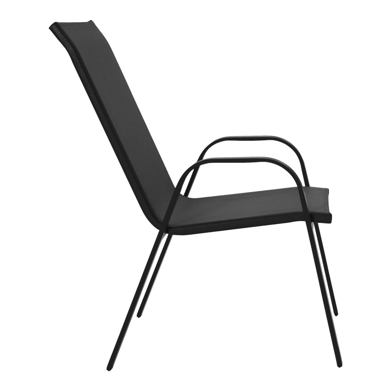 Τραπεζαρία Valor-Calan pakoworld σετ 5τεμ μέταλλο μαύρο-γυαλί-textilene μαύρο 110x60x70εκ