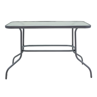 Τραπεζαρία Valor-Tade pakoworld σετ 5τεμ μέταλλο ανθρακί-γυαλί 110x60x70εκ