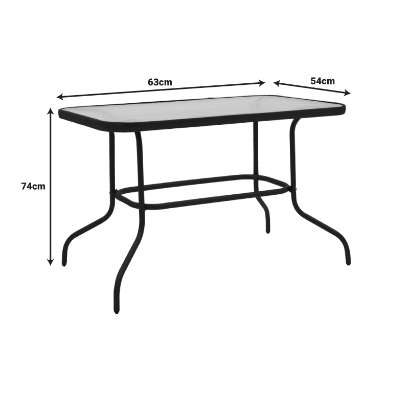 Τραπεζαρία Valor-Lindaria pakoworld σετ 5τεμ μέταλλο ανθρακί-γυαλί-pe rattan σε φυσική απόχρωση 110x60x70εκ