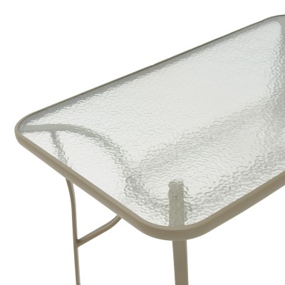 Τραπεζαρία Ensure-Calan pakoworld 5τεμ μέταλλο-γυαλί σε σαμπανιζέ απόχρωση 140x80x70εκ