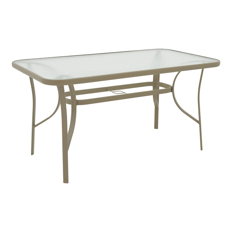 Τραπεζαρία Tade-Ensure pakoworld 5τεμ μέταλλο-γυαλί σε σαμπανιζέ απόχρωση 140x80x70εκ