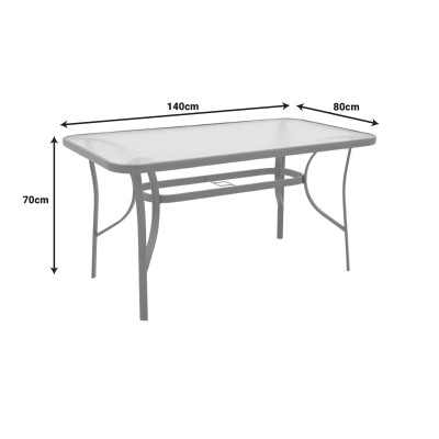 Τραπεζαρία Sussie-Ensure pakoworld 5τεμ μέταλλο-γυαλί σε μαύρη απόχρωση 140x80x70εκ