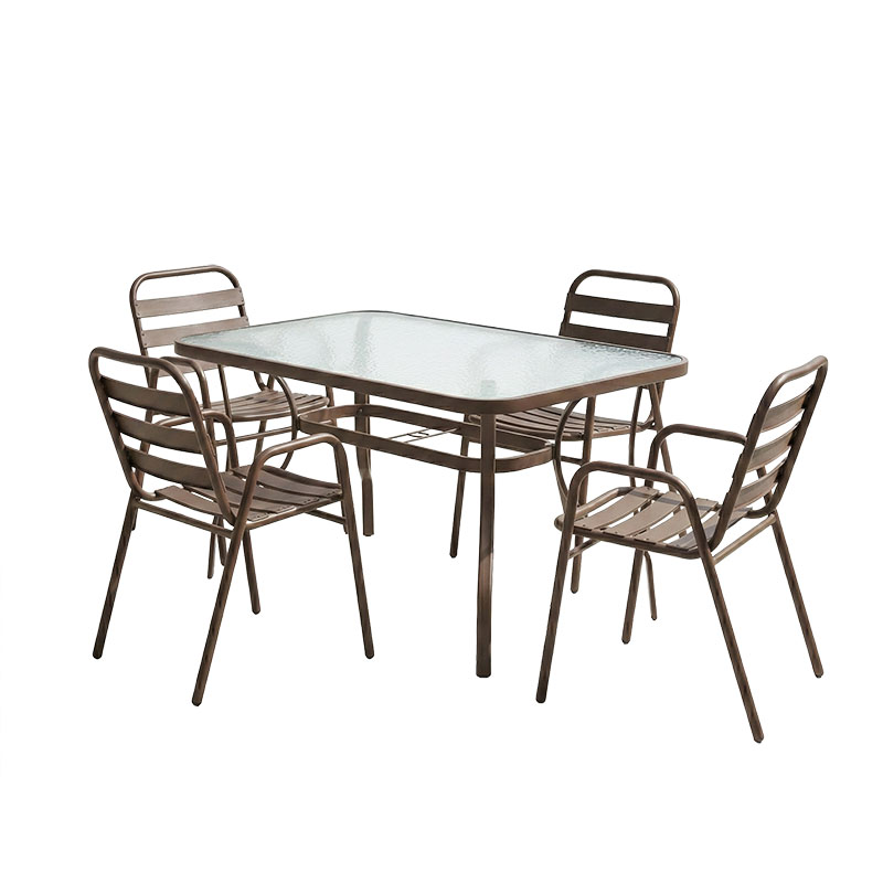 Τραπεζαρία Ensure-Sussie pakoworld 5τεμ μέταλλο σε καφέ απόχρωση 140x80x70εκ