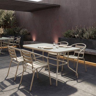 Τραπεζαρία Tade-Valor pakoworld 5τεμ μέταλλο-γυαλί σε σαμπανιζέ απόχρωση 110x60x70εκ