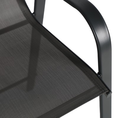 Σκαμπό μπαρ μεσαίου ύψους Calan pakoworld μέταλλο-textilene σε ανθρακί απόχρωση 55x70x114εκ