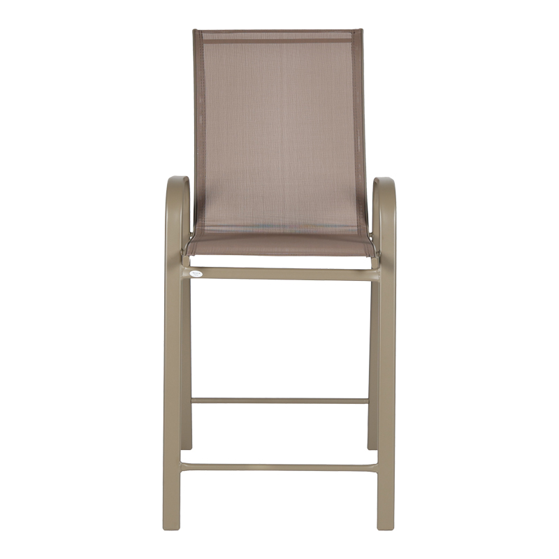 Σκαμπό μπαρ μεσαίου ύψους Calan pakoworld σαμπανιζέ μέταλλο-textilene σε ανοιχτή καφέ απόχρωση 55x70x114εκ