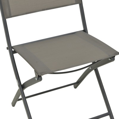 Καρέκλα Jeve pakoworld πτυσσόμενη μέταλλο ανθρακί με σαμπανιζέ textilene 46x51x81εκ | 2 τμχ