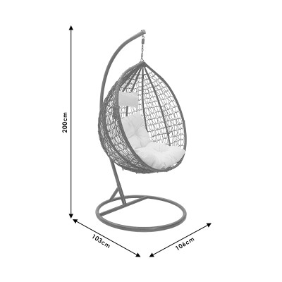 Κούνια Zafer pakoworld κρεμαστή μέταλλο-pp καφέ σφ.-μαξιλάρι μπεζ 106x103x200εκ