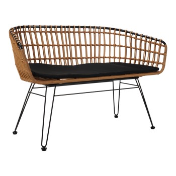 Καναπές 2θέσιος Naoki pakoworld μέταλλο μαύρο-pe φυσικό 120x55x79εκ