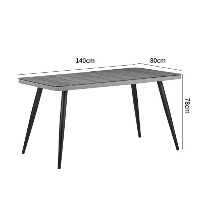 Τραπεζαρία Naoki σετ 5 τεμ pakoworld γυάλινο- pe rattan σε φυσική απόχρωση με μαυρα πόδια 140x80x78εκ