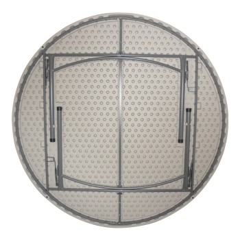 Τραπέζι βαλίτσα catering Comfort pakoworld πτυσσόμενο στρόγγυλο σε λευκή απόχρωση Φ180x74εκ