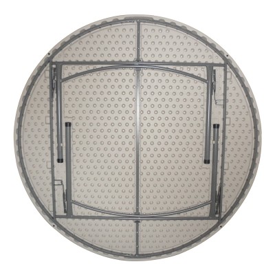 Τραπέζι βαλίτσα catering Comfort pakoworld πτυσσόμενο στρόγγυλο σε λευκή απόχρωση Φ180x74εκ