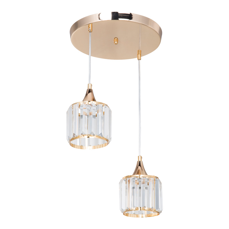 Φωτιστικό οροφής δίφωτο PWL-1025 pakoworld Ε27 χρυσό-γυαλί Φ30x70εκ