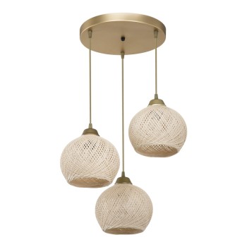 Φωτιστικό οροφής τρίφωτο PWL-1121 pakoworld Ε27 κρεμ-χρυσό Φ40x75εκ